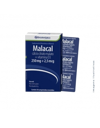 MALACAL 250MG + 0,0025MG C/30CPR CALCIO + VITAMINA D3 (BRASTERAPICA)