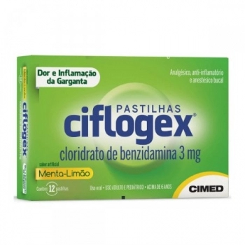CIFLOGEX PASTILHAS MENTA-LIMAO C/12 BENZIDAMINA (CIMED)