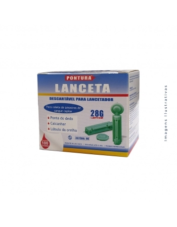 LANCETA DESCARTAVEL P/LANCETADOR 28G C/100 UND (CRAL)