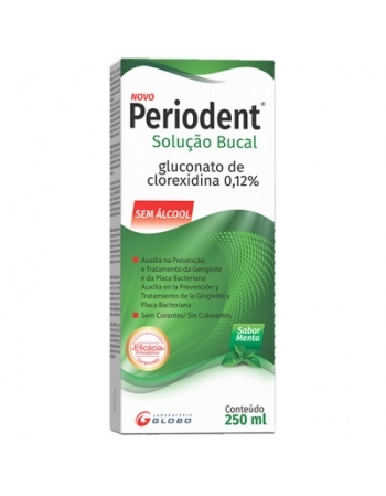 PERIODENT ENXAGUANTE BUCAL 250ML SEM ALCOOL CLOREXIDINA (GLOBO)