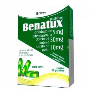 BENATUX PASTILHAS MENTA C/12 DIFENIDRAMINA + AMONIO + SODIO (CIFARMA)