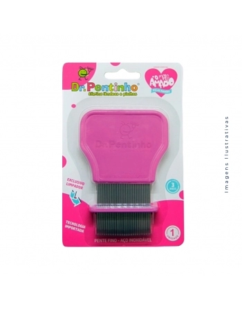DR.PENTINHO PENTE FINO ACO INOX ROSA (PEROPHARMA)
