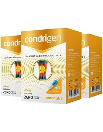 KIT COLAGENO TIPO II CONDRIGEN 40MG C/90CAPS (3 X 30CAPS) (MAXINUTRI)