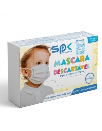 MASCARA DESCARTAVEL TRIPLA INFANTIL BRANCA C/25 UND (SPROTECTION)