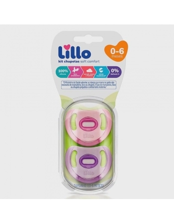 KIT CHUPETA T2 (631131) COMFORT 100% SILICONE ROSA (LILLO)