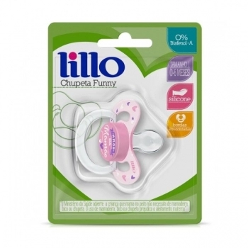 CHUPETA T1 (627131) FUNNY AMOR ROSA DE SILICONE ORTODONTICO (LILLO)