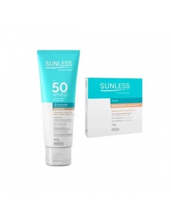 KIT PO COMPACTO PROTETOR FACIAL FPS50 BEGE CLARO (FARMAX)
