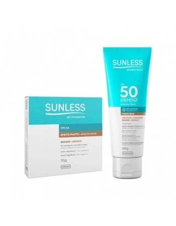 KIT PO COMPACTO PROTETOR FACIAL FPS50 BEGE MEDIO (FARMAX)