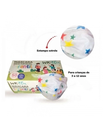 MASCARA DESCARTAVEL TRIPLA INFANTIL ESTRELINHA C/50 UND (GENOVA)