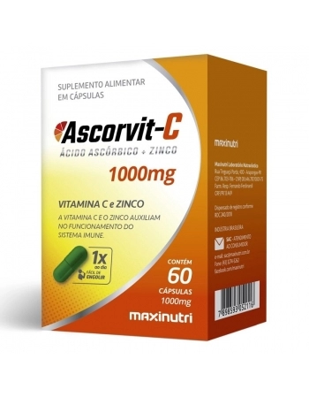 ASCORVIT C 1G C/60CAPS VITAMINA C ZINCO (MAXINUTRI)