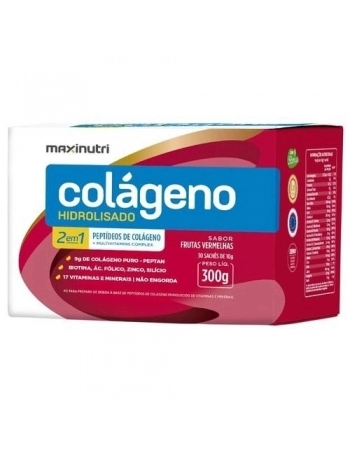 COLAGENO HIDROLISADO 2 EM 1 SACHE FRUTAS VERMELHAS C/30 10G (MAXINUTRI)