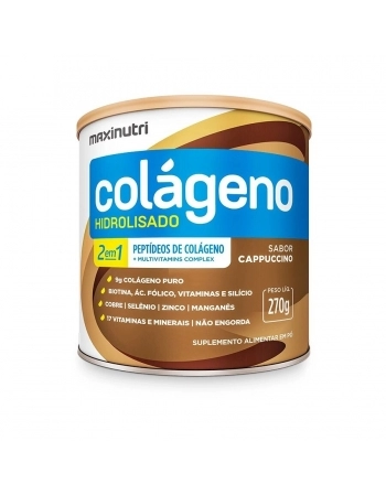 COLAGENO HIDROLISADO 2 EM 1 LATA CAPPUCCINO 270G (MAXINUTRI)