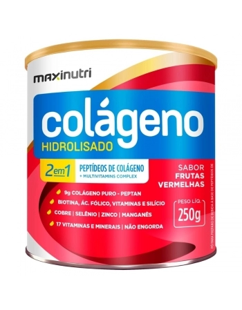 COLAGENO HIDROLISADO 2 EM 1 LATA FRUTAS VERMELHAS 250G (MAXINUTRI)