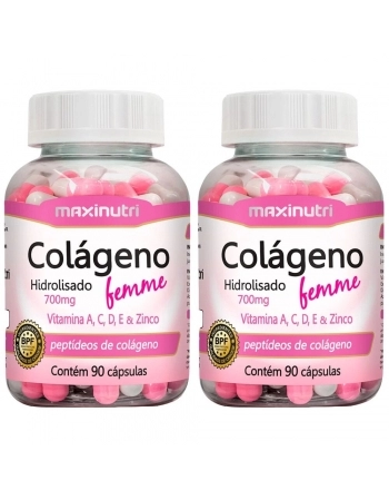 COLAGENO HIDROLISADO FEMME 700MG VITAMINA A,C,D,E C/90CAPS (MAXINUTRI)