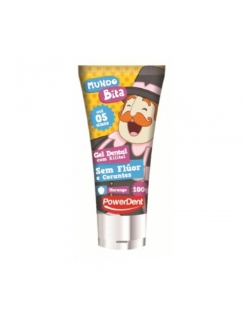 GEL DENTAL BITA SEM FLUOR MORANGO 100G (1465) (POWERDENT)