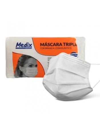 MASCARA DESCARTAVEL TRIPLA BRANCA C/50 PACOTES (MEDIX)