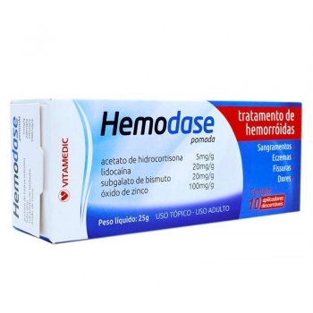 HEMODASE POMADA 25G C/10 APLICADORES P/HEMORROIDAS (VITAMEDIC)