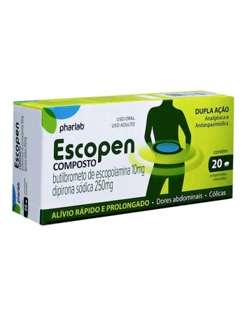 ESCOPEN COMPOSTO C/20CPR BUTILBROMETO DE ESCOPOLAMINA DIPIRONA (PHARLAB)