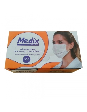 MASCARA DESCARTAVEL TRIPLA BRANCA C/50 CAIXA (MEDIX)