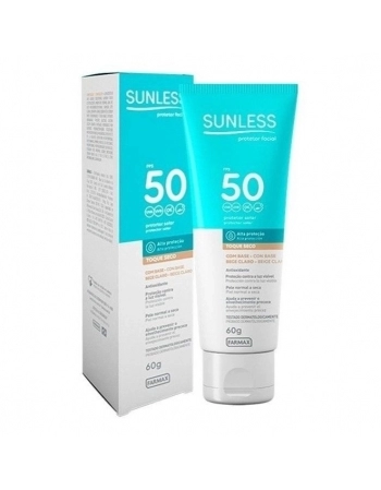 PROTETOR SOLAR SUNLESS FACIAL FPS 50 BEGE CLARO 60G TOQUE SECO (FARMAX)