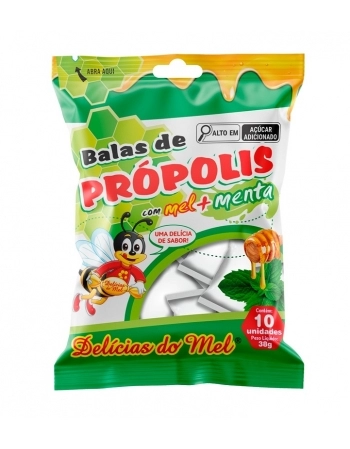 BALAS PROPOLIS/MEL + MENTA C/10 38G (BALAS BELA VISTA)