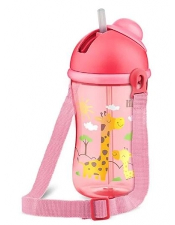 COPO CANTIL.C/CANUDO 390ML ROSA (623631)