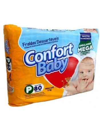 FRALDA CONFORT BABY MEGA P C/80 UND (MEGAFRAL)