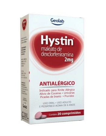 HYSTIN 2MG C/20CPR DEXCLORFENIRAMINA (GEOLAB)