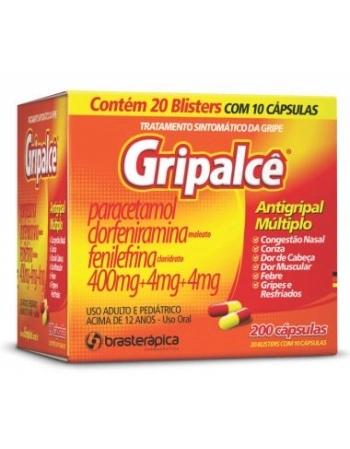 GRIPALCE 20 X 10CAPS PARACETAMOL + CLORFENIRAMINA + FENILEFRINA (BRASTERAPICA)