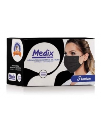 MASCARA DESCARTAVEL TRIPLA PRETA C/50 UND (MEDIX)