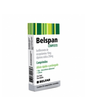 BELSPAN COMPOSTO C/20CPR BUTILBROMETO DE ESCOPOLAMINA + DIPIRONA (BELFAR)