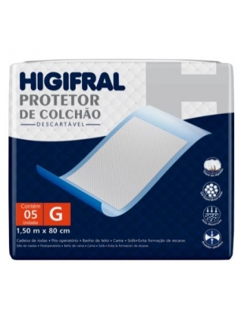 PROTETOR DE COLCHAO DESCARTAVEL HIGIFRAL G C/5 UND (EUROFRAL)