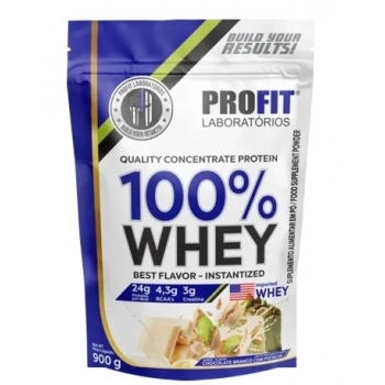 100 WHEY CONCENTRATE CHOCOLATE BRANCO C/PISTACHE REFIL 900G