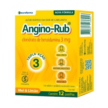 ANGINO-RUB PASTILHAS MEL E LIMAO C/12 BENZIDAMINA