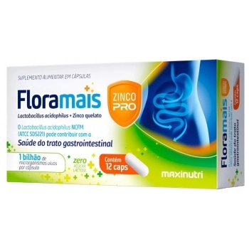FLORAMAIS ZINCO C/12CAPS LACTOBACILLUS ACIDOPHILUS