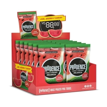 PRESERVATIVO PRUDENCE CORES E SABORES MELANCIA DISPLAY C/12X3