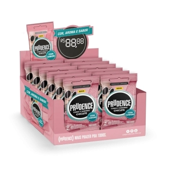 PRESERVATIVO PRUDENCE CORES E SABORES CHICLETE DISPLAY C/12X3