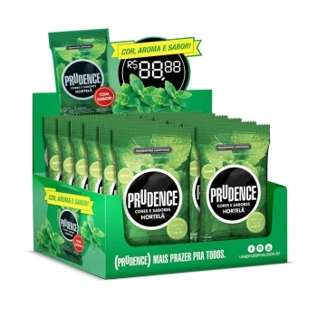 PRESERVATIVO PRUDENCE CORES E SABORES HORTELA DISPLAY C/12X3