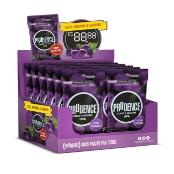 PRESERVATIVO PRUDENCE CORES E SABORES UVA DISPLAY C/12X3
