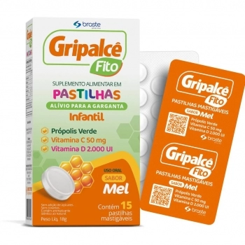 GRIPALCE FITO PASTILHAS MASTIGAVEIS SABOR MEL C/15