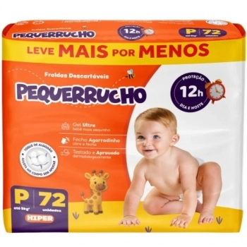 FRALDA PEQUERRUCHO BABY HIPER P C/72