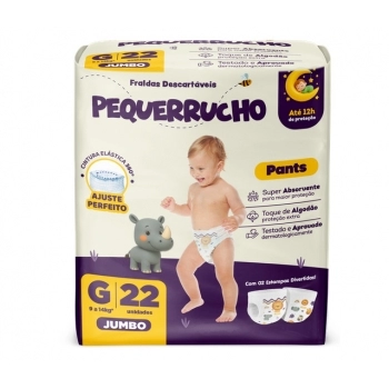 FRALDA PEQUERRUCHO BABY PANTS JUMBO G C/22