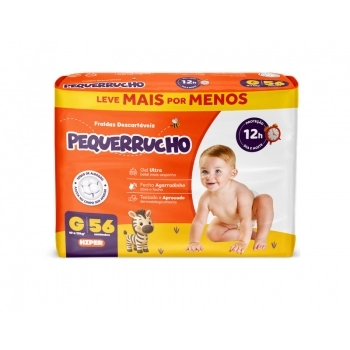 FRALDA PEQUERRUCHO BABY HIPER G C/56