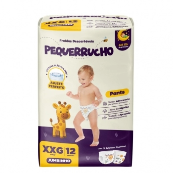 FRALDA PEQUERRUCHO BABY PANTS JUMBINHO XXG C/12