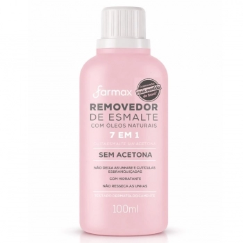 REMOVEDOR DE ESMALTE 100ML SEM ACETONA 7 EM 1 FARMAX