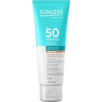 PROTETOR SOLAR SUNLESS FACIAL FPS 50 BEGE MEDIO 60G TOQUE SECO (FARMAX)