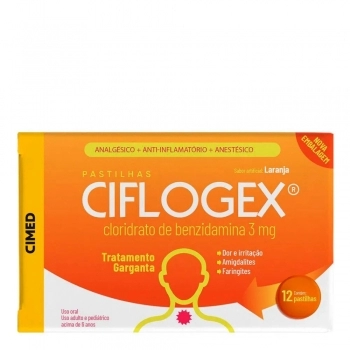 CIFLOGEX PASTILHAS LARANJA C/12 BENZIDAMINA