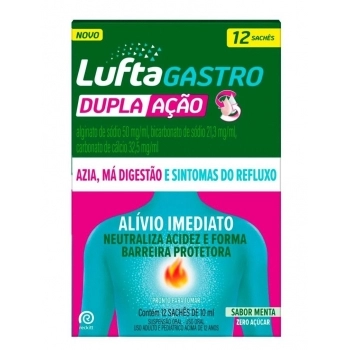 LUFTAGASTRO PRO 24 SACHES MENTA ALGINATO DE SODIO+ BICARBONATO DE SODIO+ CARBONATO DE CALCIO